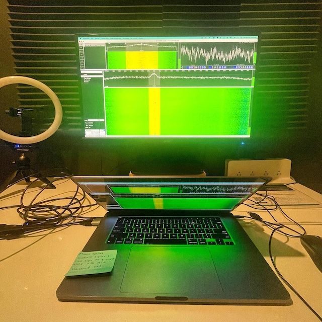 photo of a computer screen with radio signals