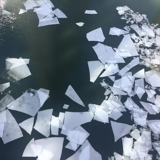 photo of ice on the Chicago River